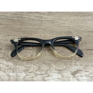 Vintage American Optical AO Cat Eye Eyeglass Frames 1950s Fadeaway Black MCM